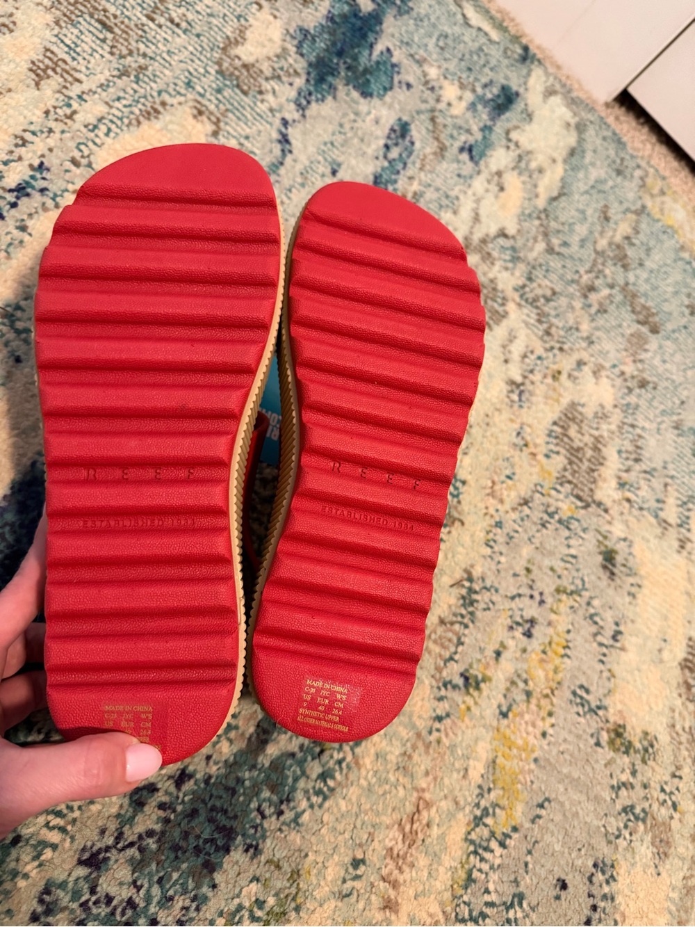 Reef Red Platform Sandals with Tan Sole - Picture 3 of 4